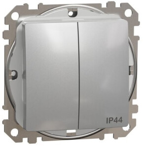 Двохклавішний вимикач IP44, 10А-250В, Алюміній, Sedna Design SDD213105 №1