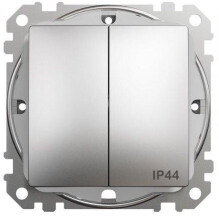 Двухклавишный выключатель IP44, 10А-250В, Алюминий матовый, Sedna Design SDD270105
