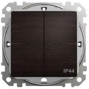 Двохклавішний вимикач IP44, 10А-250В, Венге, Sedna Design SDD281105 №1
