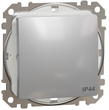 Одноклавишный проходной переключатель IP44, 10А-250В, Алюминий, Sedna Design SDD213106