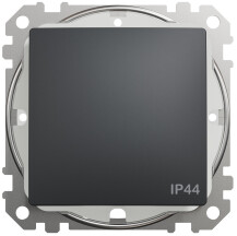 Одноклавишный проходной переключатель IP44, 10А-250В, Черный, Sedna Design SDD214106