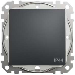 Одноклавішний прохідний перемикач IP44, 10А-250В, Чорний, Sedna Design SDD214106 №1