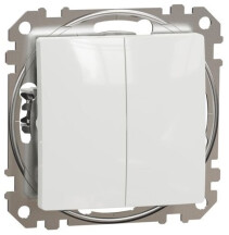Двухклавишный кнопочный выключатель, Белый, Sedna Design SDD111118