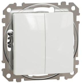Двохклавішний кнопочний вимикач, Білий, Sedna Design SDD111118 №1