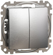 Двухклавишный кнопочный выключатель, Алюминий матовый, Sedna Design SDD170118