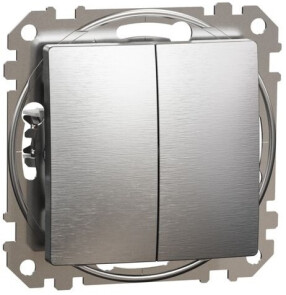 Двухклавишный кнопочный выключатель, Алюминий матовый, Sedna Design SDD170118 №1