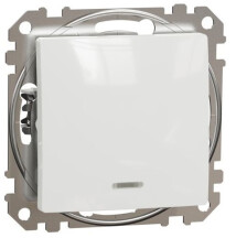 Одноклавишный кнопочный выключатель c подсветкой, Белый, Sedna Design SDD111111L
