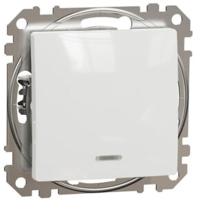 Одноклавишный кнопочный выключатель c подсветкой, Белый, Sedna Design SDD111111L №1