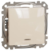 Одноклавішний кнопочний вимикач з підсвіткою, Бежевий, Sedna Design SDD112111L