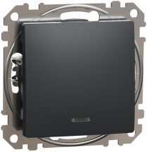 Одноклавішний кнопочний вимикач з підсвіткою, Чорний, Sedna Design SDD114111L