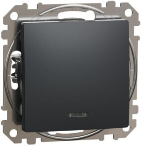 Одноклавишный кнопочный выключатель c подсветкой, Черный, Sedna Design SDD114111L №1