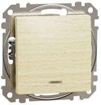 Одноклавишный кнопочный выключатель c подсветкой, Береза, Sedna Design SDD180111L