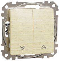 Выключатель для жалюзи кнопочный, 10А-250В, Береза, Sedna Design SDD180114