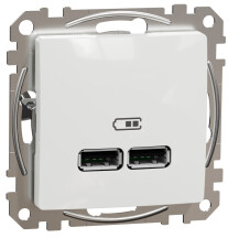 Розетка USB подвійна А+А, 2.1А, 230В, Білий, Sedna Design SDD111401