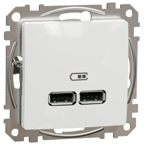 Розетка USB двойная А+А, 2.1А, 230В, Белый, Sedna Design SDD111401 №1