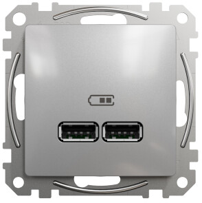 Розетка USB подвійна А+А, 2.1А, 230В, Алюміній, Sedna Design SDD113401 №1