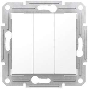 Трехклавишный выключатель 10А-250В, Белый, Sedna SDN0300621 №1