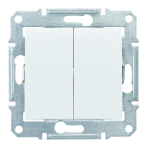 Двохклавішний вимикач 10А-250В, IP44, Білий, Sedna SDN0300421 №1