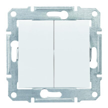 Двухклавишный переключатель 10А-250В Белый, Sedna SDN0600121