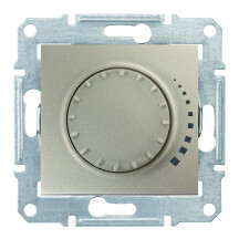 Светорегулятор поворотно-нажимной индуктивный, 230 В, 60-500 Вт/ВА, проходной, Титан, Sedna SDN2200568