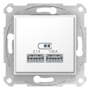 Розетка USB подвійна, Білий, Sedna SDN2710221 №1