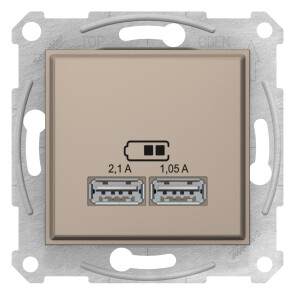 Розетка USB двойная, Титан, Sedna SDN2710268 №1