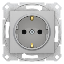 Розетка силовая с заземлением 16A - 250В с защ. шторками, винтовые, Алюминий, Sedna SDN3000160
