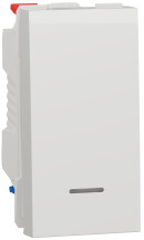 Переключатель 1-клавишный проходной с подсветкой, 10А, 1 модуль, белый, Unica NEW NU310318S