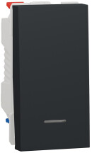 Переключатель 1-клавишный проходной с подсветкой, 10А, 2 модуль, антрацит, Unica NEW NU310354S