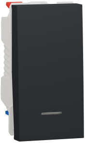 Перемикач 1-клавішний прохідний з підсвіткою, 10А, 1 модуль, антрацит, Unica NEW NU310354S №1