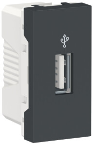 Розетка для передачі даних USB 3.0, 1 модуль, антрацит, Unica NEW NU342954 №1