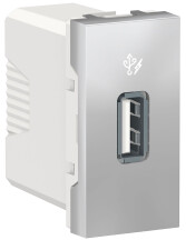 Розетка USB 2.0 зарядна 1.05А, 1 модуль, алюміній, Unica NEW NU342830