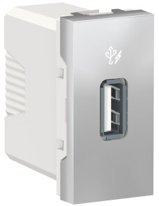 Розетка USB 2.0 зарядна 1.05А, 1 модуль, алюміній, Unica NEW NU342830 №1