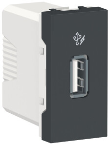 Розетка USB 2.0 зарядна 1.05А, 1 модуль, антрацит, Unica NEW NU342854 №1