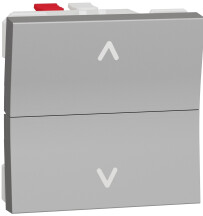 Выключатель для жалюзи кнопочный, 6А, 2 модуля, алюминий, Unica NEW NU320730