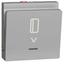 Карточный выключатель с подсветкой, 10А, алюминий, Unica NEW NU328330