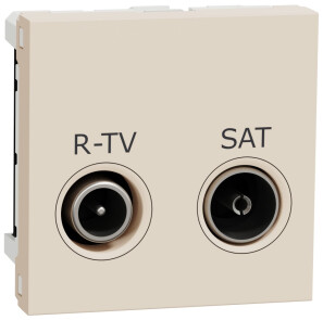 Розетка R-TV/SAT индивидуальная, 2 модуля, бежевый, Unica NEW NU345444 №1