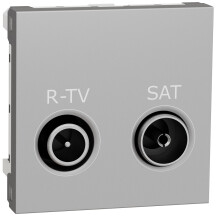 Розетка R-TV/SAT индивидуальная, 2 модуля, алюминий, Unica NEW NU345430