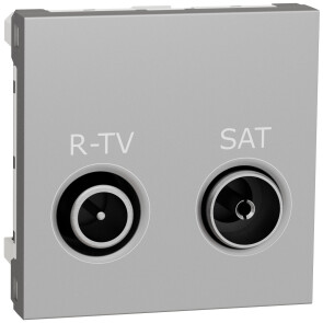 Розетка R-TV/SAT індивідуальна, 2 модуля, алюміній, Unica NEW NU345430 №1