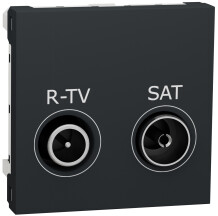 Розетка R-TV/SAT індивідуальна, 2 модуля, антрацит, Unica NEW NU345454