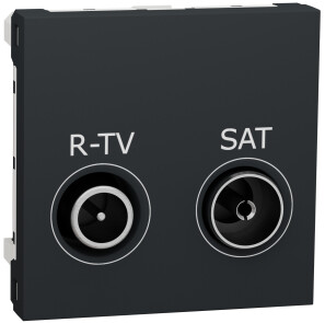 Розетка R-TV/SAT індивідуальна, 2 модуля, антрацит, Unica NEW NU345454 №1