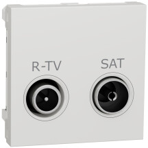 Розетка R-TV/SAT прохідна, 2 модуля, білий, Unica NEW NU345618
