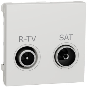 Розетка R-TV/SAT прохідна, 2 модуля, білий, Unica NEW NU345618 №1