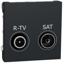Розетка R-TV/SAT оконечная, 2 модуля, антрацит, Unica NEW NU345554