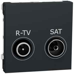 Розетка R-TV/SAT оконечная, 2 модуля, антрацит, Unica NEW NU345554 №1