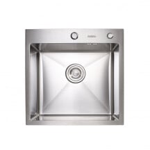 Кухонна мийка PLATINUM HANDMADE 500X500X220 (Товщина 3,0/1,5 мм, корзина та дозатор в комплекті )