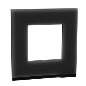 Рамка 1-постовая, горизонтальная, Черное стекло/антрацит, Schneider Unica NEW Pure NU600286 №1