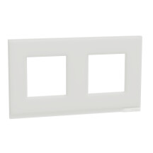 Рамка 2-постовая, горизонтальная, Белое стекло/белый, Schneider Unica NEW Pure NU600485