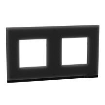Рамка 2-постовая, горизонтальная, Черное стекло/антрацит, Schneider Unica NEW Pure NU600486
