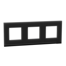 Рамка 3-постовая, горизонтальная, Черное стекло/антрацит, Schneider Unica NEW Pure NU600686